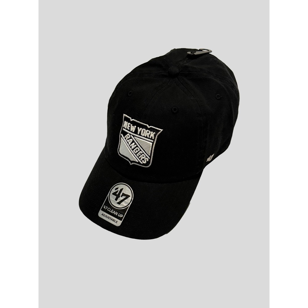 47 Brand New York Rangers NHL Clean Up Hat Black White Adjustable Strapback Cap